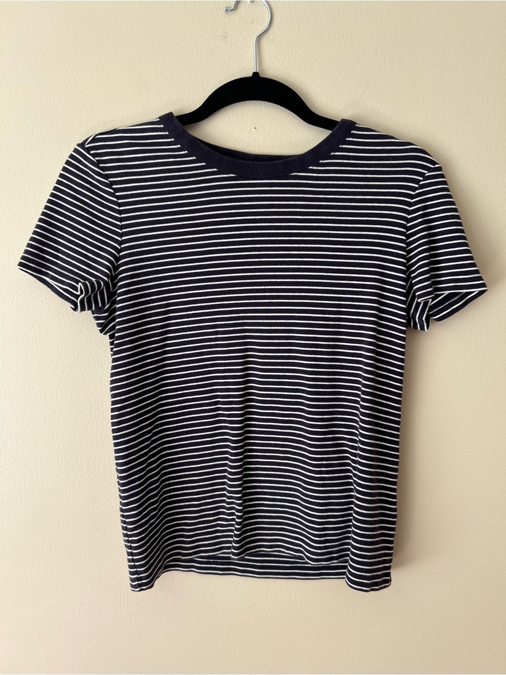 Striped Navy and White Crewneck Tee